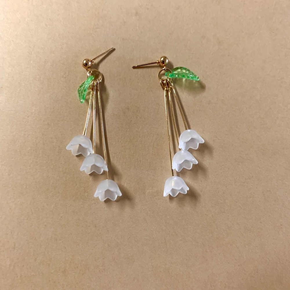 Dainty lily of the valley earrings